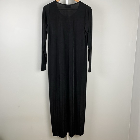AHNI Handmade Maxi Dress Womens Size 2 14/16 Black Slinky Long Sleeve - Picture 4 of 7